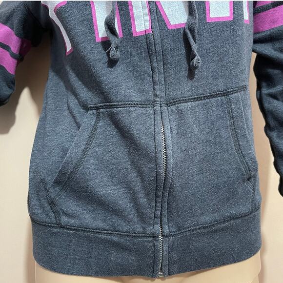 PINK VICTORIA'S SECRET Womens Full Zip Logo Sweatshirt Hoodie Gray Pink White XS - Picture 5 of 11